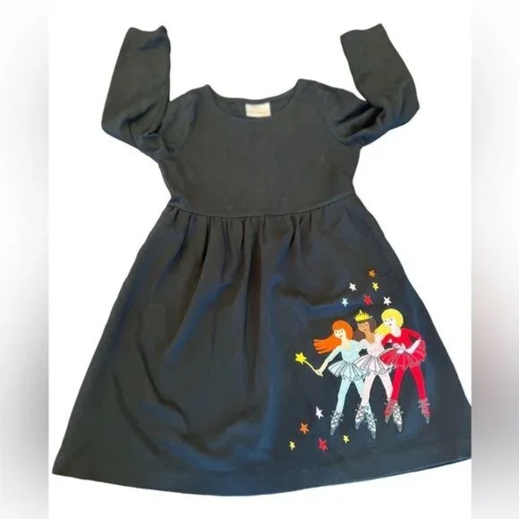 Hanna Andersson Ballet Dancers Dress 120 Girls size 6-7 Black with ballerinas - Picture 4 of 8